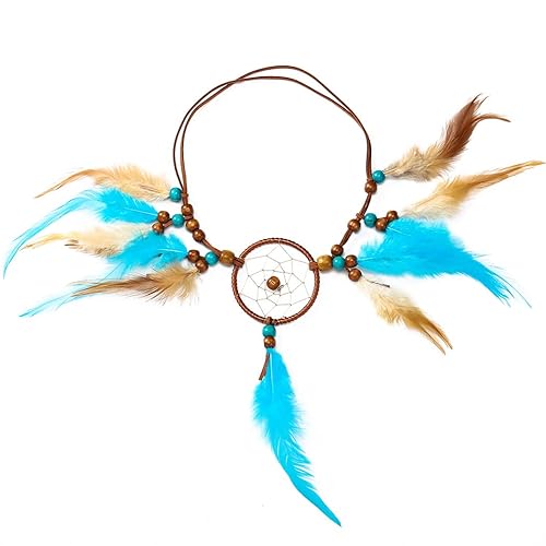 Miniatura 5 de Uranian Diademas bohemias de plumas para atrapasueños, banda para el pelo hippie gitano, tocado de cuerda hecho a mano, tocado de cuerda con borlas,