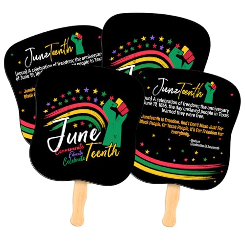 Image of Juneteenth Paper Hand Fan Freedom Day Fan Hand Celebrating Happy Juneteenth Day Classroom School African Afro American Festival Celebration Supplies June 19th