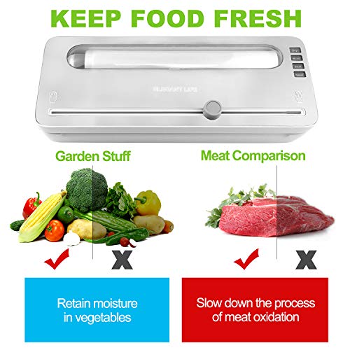 Vacuum Sealer Machine, Elegant Life Automatic Vacuum Air Sealing System with BPA Free Bag Roll for Food Save and Built-in Cutter, Dry and Moist Food Modes, Led Indicator Lights - Thumbnail 5