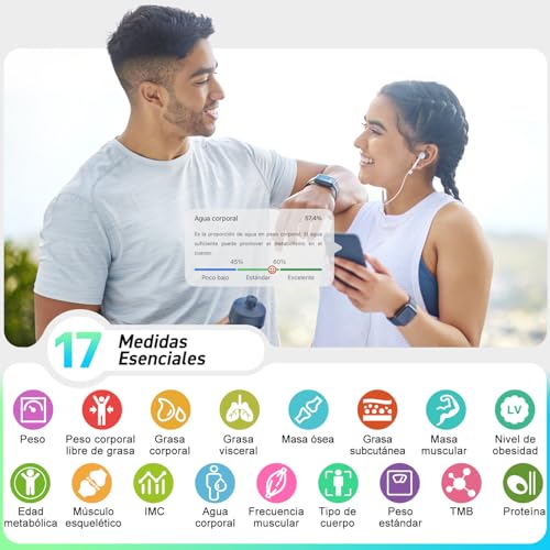 INSMART Bascula Baño, Bascula Grasa Corporal y muscular con pantalla LED,Bascula con app para Andriod e iOS,Bascula Inteligente controla 17 datos corporales,Balanza Peso Corporal peso máximo 180kg - imagen 3