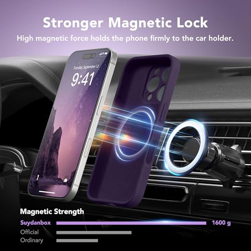 Image of Magnetic for iPhone 16 Pro Max Case, Compatible with MagSafe, [Full Camera Protection][Screen Protector] Silicone Shockproof Protective Phone Case for iPhone 16 Pro Max 6.9 inch, Deep Purple