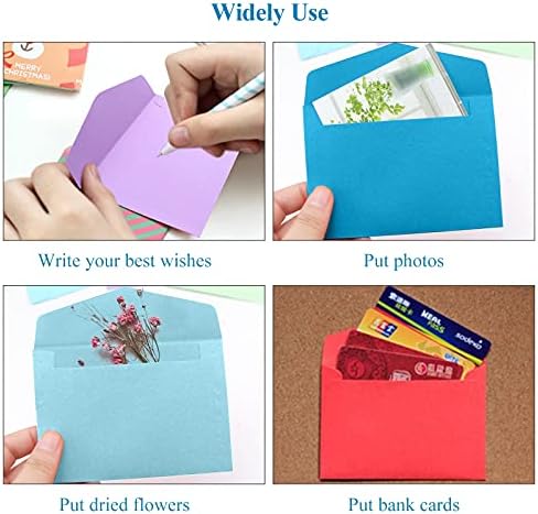 VEGCOO 70 Pcs Mini Envelopes in Assorted Colours, Small Mixed Coloured Envelopes 4.6 x 3.2 Inch Gift Envelopes with Stickers for Greeting Cards, Thanksgiving, Christmas, Wedding, Party Invitations
