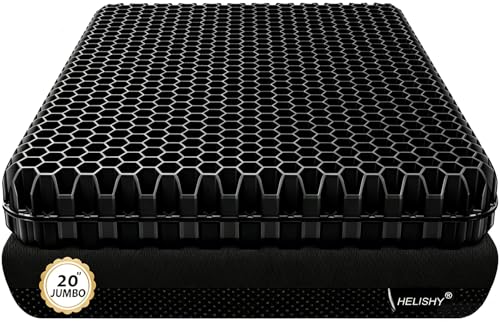 20" Gel Seat Cushion for Long Sitting Pressure Relief - Jumbo & Thick Gel Cushions for Office Chairs - Tailbone Pain Relief Cushion, Sciatica & Back Support, Wheelchair Cushions & Car Seat Cushion