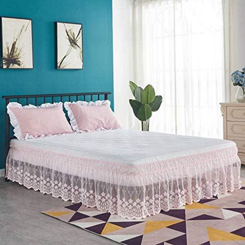 QUNCUNG De Encaje Stretch Falda De Cama,Bedding Ruffled Bedskirt Reina Rey Volantes Elástica Falda De Cama Elástica con Volantes Cubre Unda De...