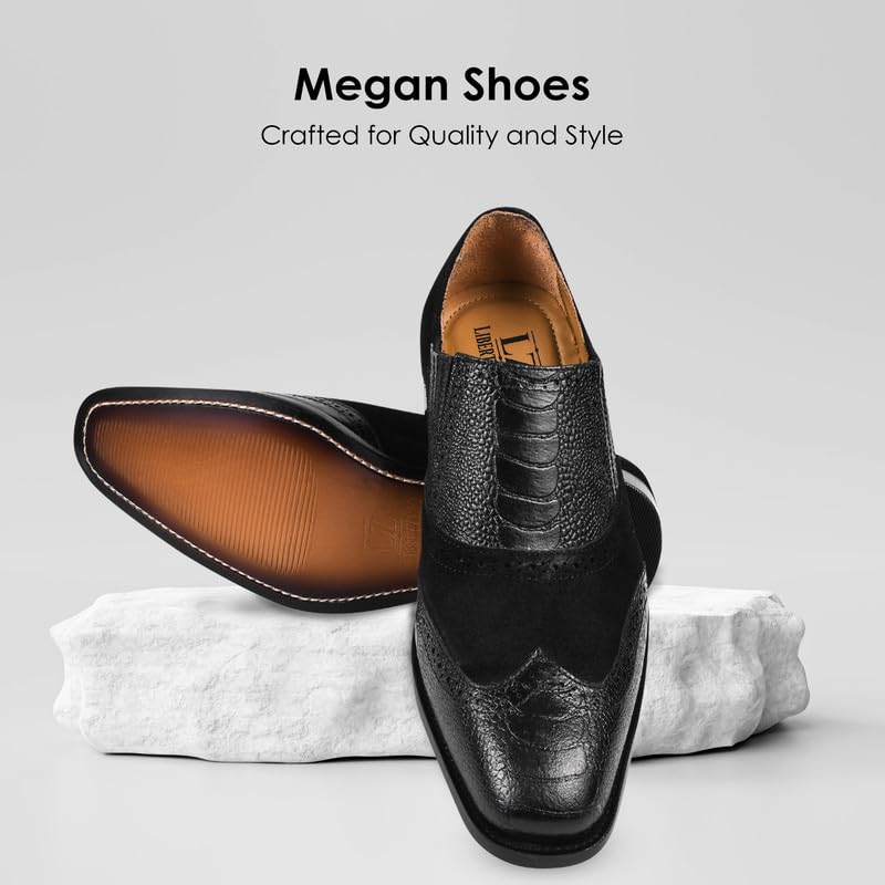 LIBERTYZENO Mens Ostrich Leg Print Suede & Genuine Leather Adults Noble Loafers Slip On Shoes for Prom Graduation2