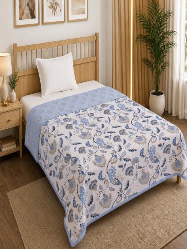Image of Amazon Brand - Umi Soft Cotton Dohar AC Blanket Single Bed Size 57x87 Inch | 160 TC Three Layer Lightweight Quilt | Reversible Summer Comforter