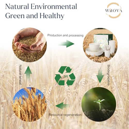 Wrova Wheat Straw Dinnerware Sets of 20,Dishwasher Safe Kitchen Plates and Bowls Sets - image 7