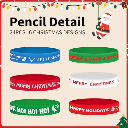 Set de 48 lápices navideños con pulseras de silicona miniatura 2