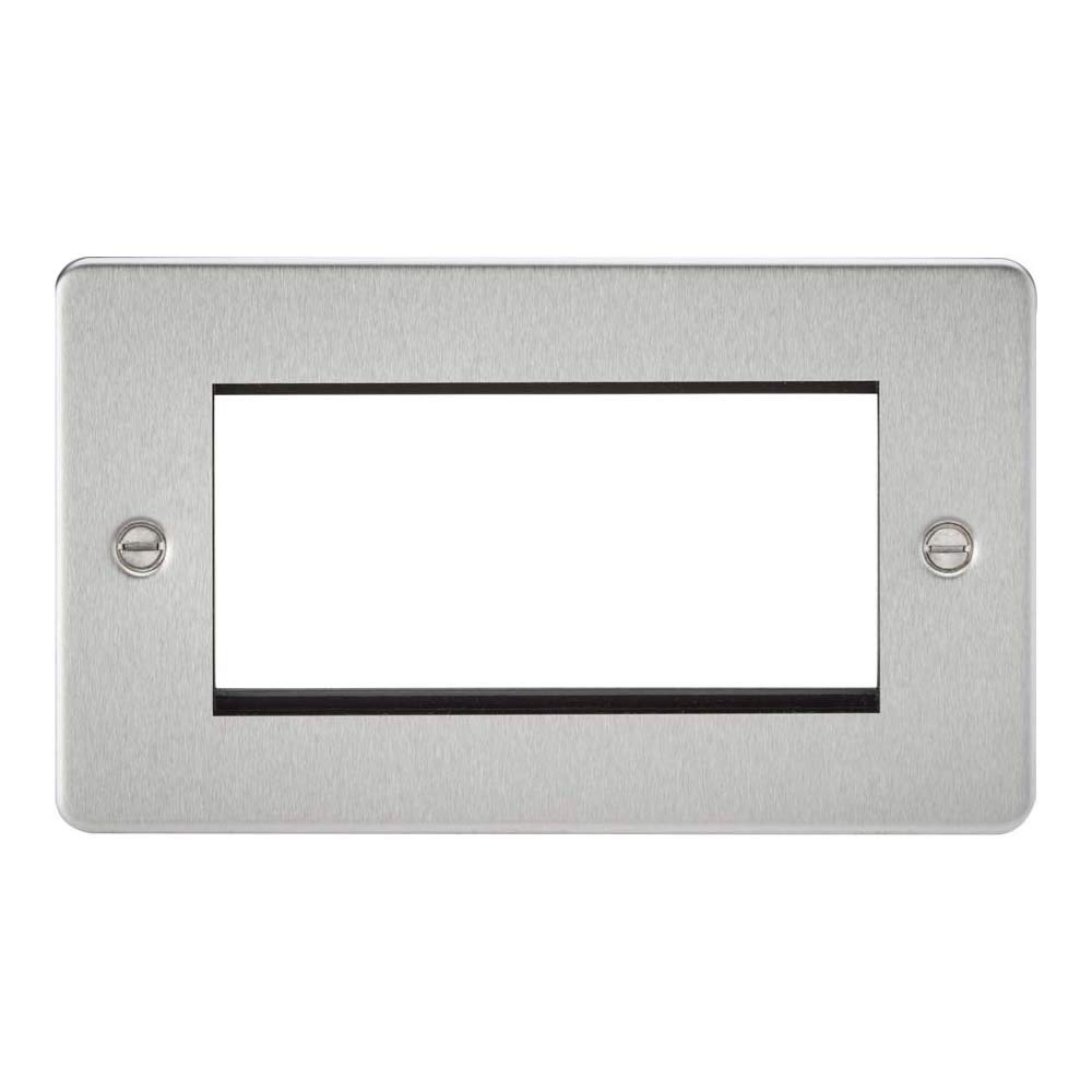 Knightsbridge FP4GBC Flat Plate Modular Faceplate, Brushed Chrome, 4G
