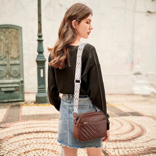 Image of TANTOMI Crossbody Purses for Women Leather Purse Shoulder Handbags with Wide Strap, Small Crossbody Bags for Women Travel