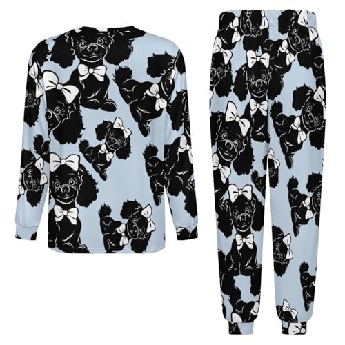 Poodle Men’s Pajama Set Long Sleeve Top And Pants Loungewear Sleepwear Pjs Nightwear4