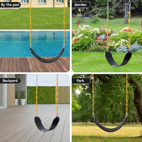 Image of Sunnyglade 8PCS Swings Seats Heavy Duty with 66 inch Chain, Playground Swing Set Accessories Replacement with Snap Hooks, Support 250lb (8, Black)