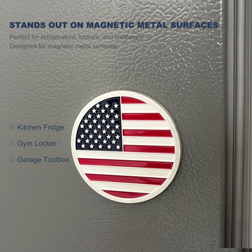 Imán Metálico Redondo con Bandera Americana 3D miniatura 6