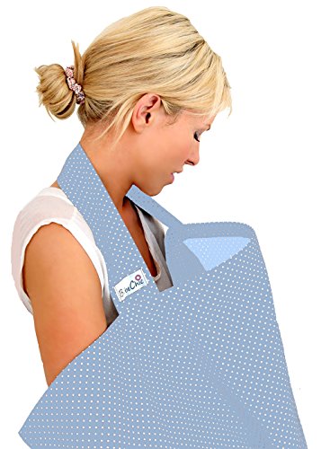 Bebechic Top Qualitat Aus 100 Baumwolle Stillen Abdeckung Mit Entbeinen Aufbewahrungstasche Himmelblau Weiss Punkt Amazon De Baby