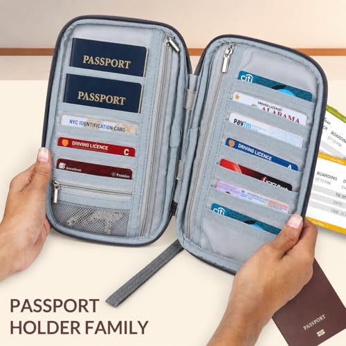 Image of Wooum Passport Holder for Family, Passport Case Protection, Water Resistant Passport Bag for Men & Women, Travel Document Organizer, Passport Cover, Credit Cards Case for Travel (Black)