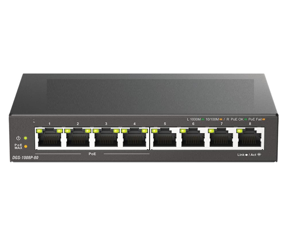 Dlink (India) 8-Port Desktop Switch with 4 PoE Ports DGS-1008P