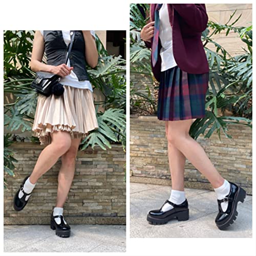 JOYSTRY Mary Jane Shoes for Women Girls, Black Platform Mary Janes Chunky Heel T Strap Kawaii Lolita School Shoes (T, Black, US, 10) by JOYSTRY - Image 2