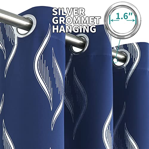 Image of BGment Wavy Navy Blue Blackout Curtains 72 Inch Length 2 Panels Set, Thermal Insulated Privacy Grommet Window Drapes for Kids Boys Bedroom, 52 x 72 Inch