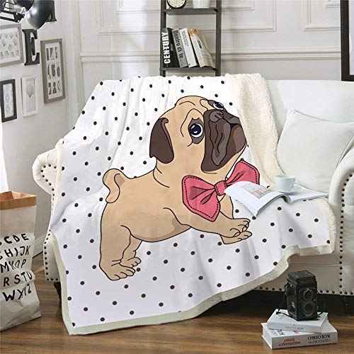 Plaid bureau pour pause déjeuner : couverture polaire douce imprimée Shar Pei