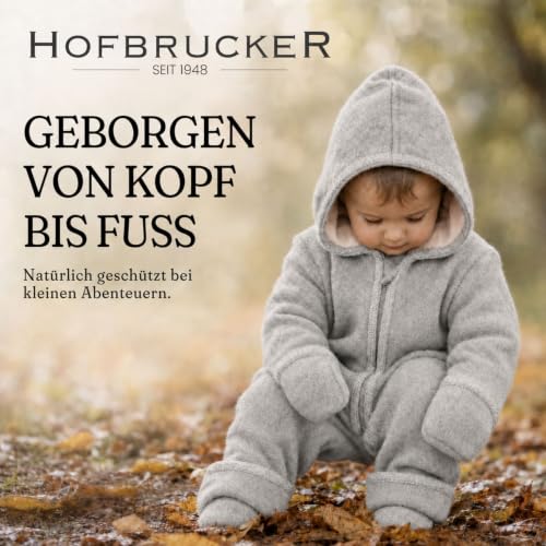 Hofbrucker® PREMIUM WOLL WALKOVERALLl | AUS 100% Merino Schurwolle mit Reißverschluss | Weicher Strapazierfähiger Walk-Anzug für Kleinkind & Baby | Für Herbst Winter & Frühling (Grau Melange, 86-92) – Bild 10
