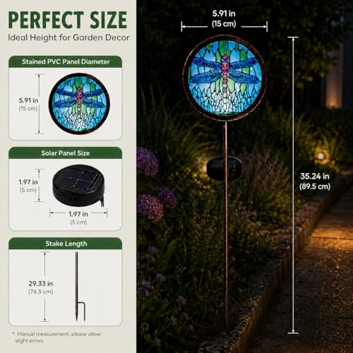 anyperfect Solar Garden Lights Outdoor Waterproof Dragonfly Stake 2Pack - image 4