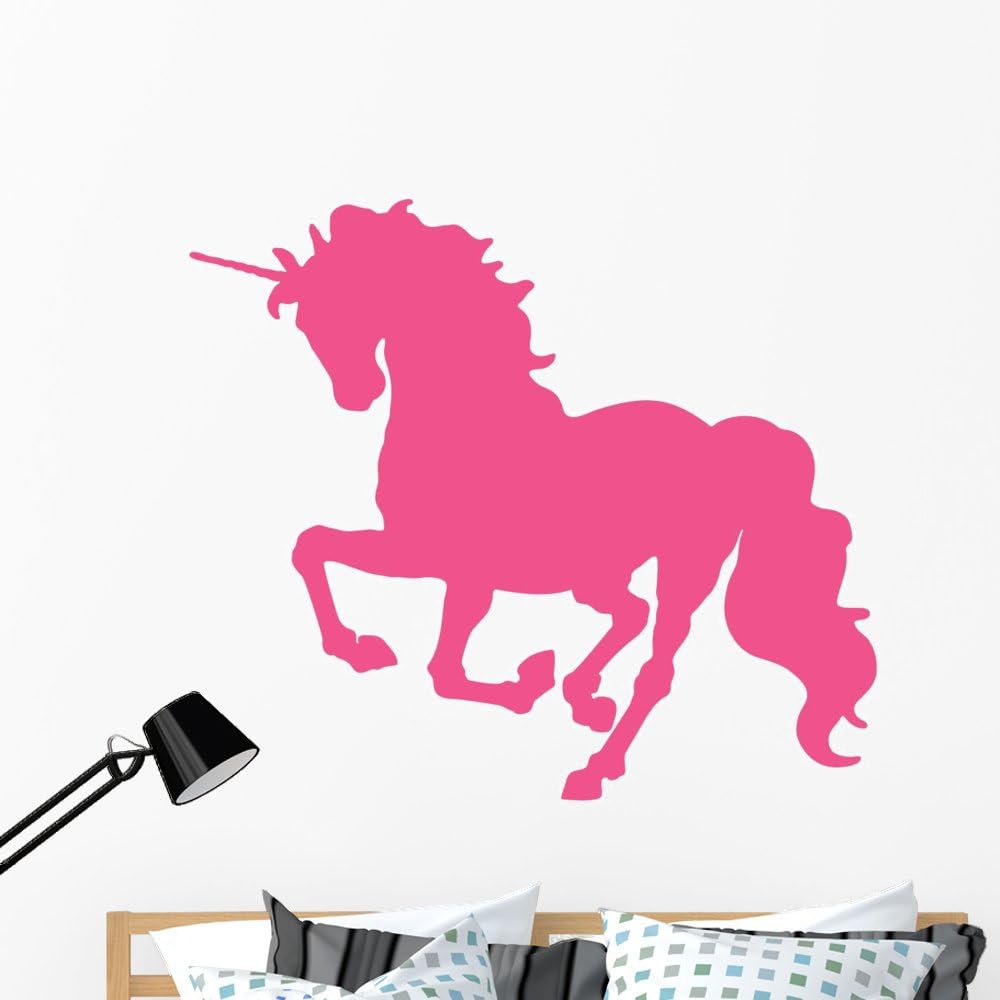 Wallmonkeys Beautiful Hot Pink Unicorn Wall Decal Peel and Stick Graphic (48 in W x 41 in H) WM129657