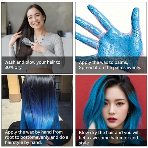 Image of Temporay Hair Color Wax | Metallic Shine | For Men & Women | DIY Instant Hair Color | Temporay Color 1 Day 1 Wash | No Ammonia, Bleach & Damage | Sky Blue - 100 gram