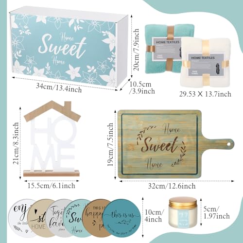 Housewarming Gifts for New Home House Warming Gift Set for Women Men Couple Housewarming Gift Basket for Housewarming Gift Ideas Bamboo Serving Board Candle Towels Coasters(Ocean) - Image 3