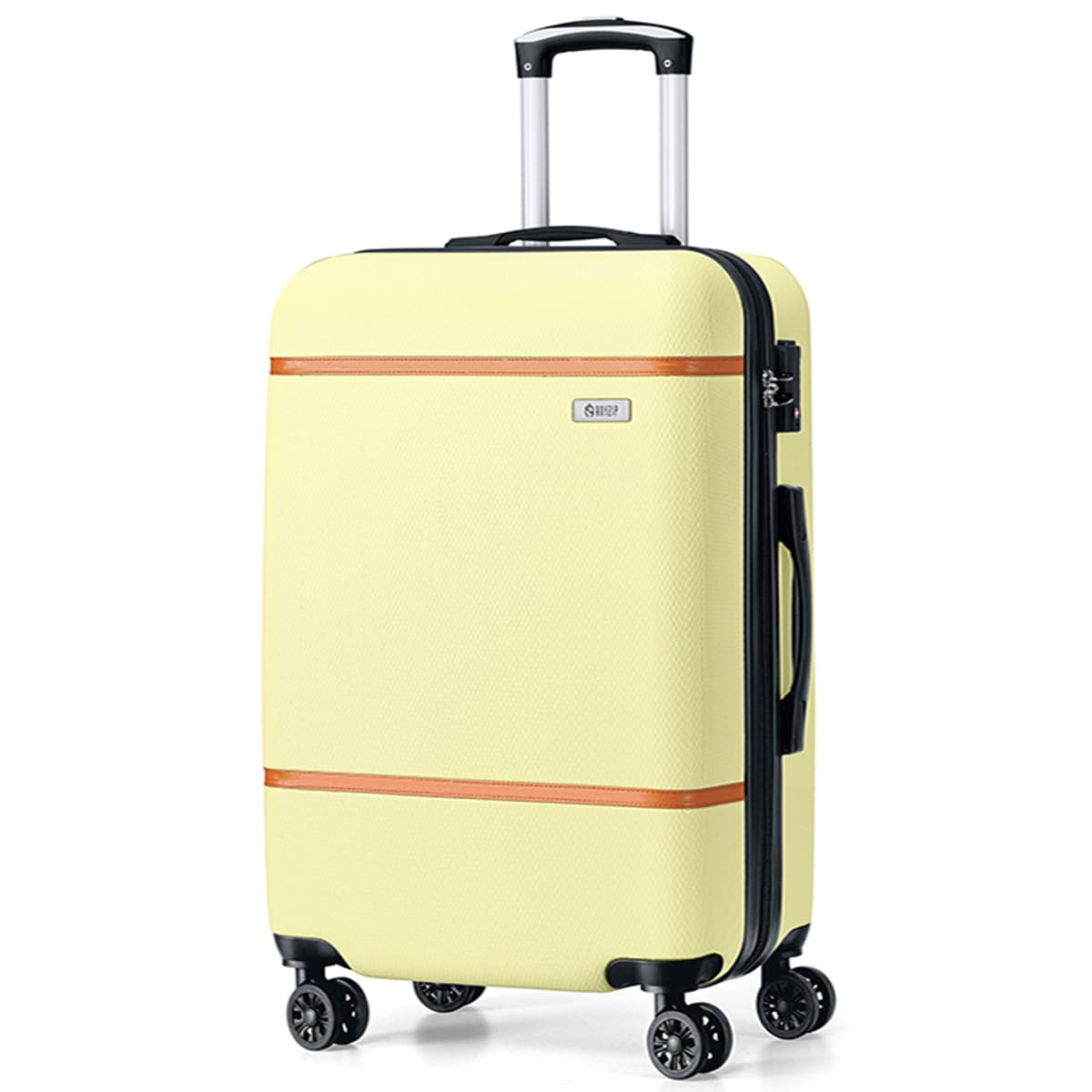 AnyZip Luggage ABS+PC Hardside Lightweight Suitcase with Spinner Wheels TSA Lock, Checked-Medium 24-Inch, Cream