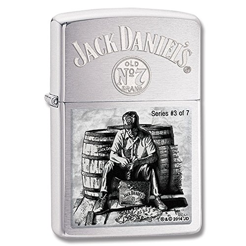 Zippo 28755 Jack Daniels Scenes Lynchburg 3 Brushed Chrome Windproof Lighter NEW