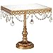 Elisa Antique Gold Beaded Mirror-Top 8" Square Cake Stand