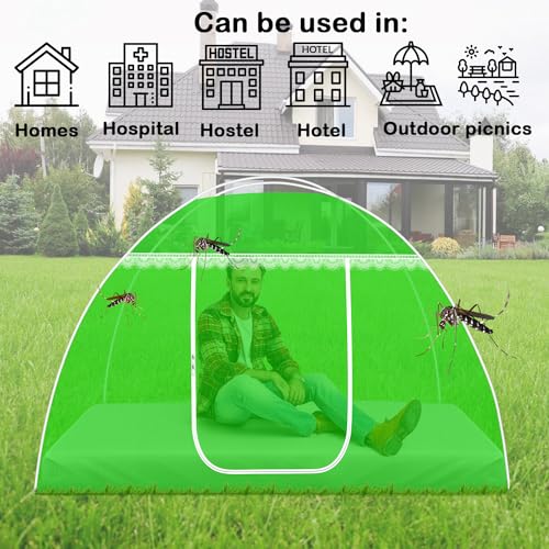 Image of Single Bed Mosquito Net Foldable, Lightweight Polyester 30GSM Strong Foldable Machardani (Green Color, 3feet x 6feet)