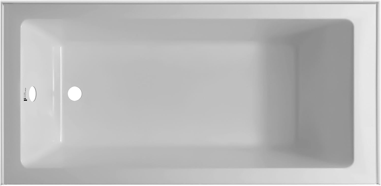Fine Fixtures Tile-In White Soaking Bathtub, Built in tile flange Fiberglass Acrylic Material (60" x 32" x 19" Left)