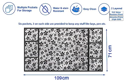 Image of The Furnishing Tree Fridge Top Cover Compatible for Samsung RR21C2F25HT /HL, 189 LTR WxL 71x109 in CM Floral Pattern Grey