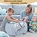Seefoo Foldable Toy Storage Basket with Zipper Lid & Handles - Collapsible Stuffed Animal Organizer Bin, Space-Saving Lightweight Toy Chest for Baby, Kids, Nursery, Living Room - Animal Print, Gray