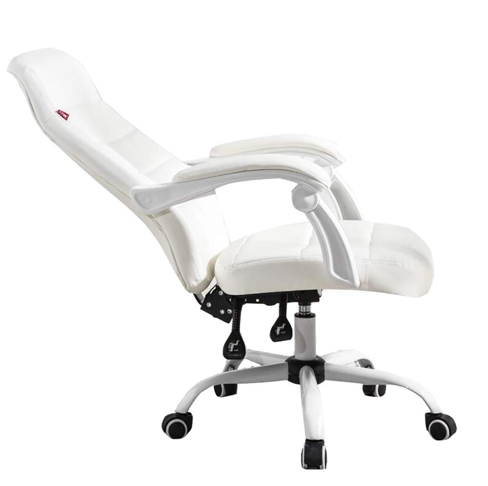 Work Office Chair Height Adjustable 360° Rotatable, Big boss Computer Chair Nap Lounge Chair Home Game Backrest Comfort Chair Stool, Char-White