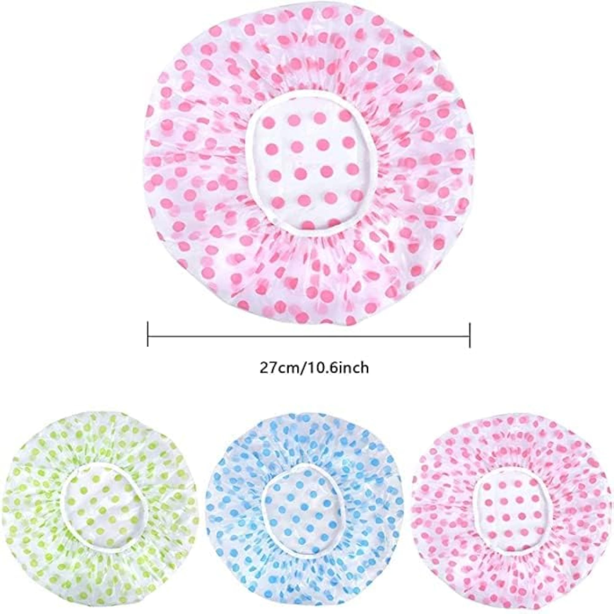 Shower Cap Set of 6 for Women, Reusable Waterproof Elastic Caps
