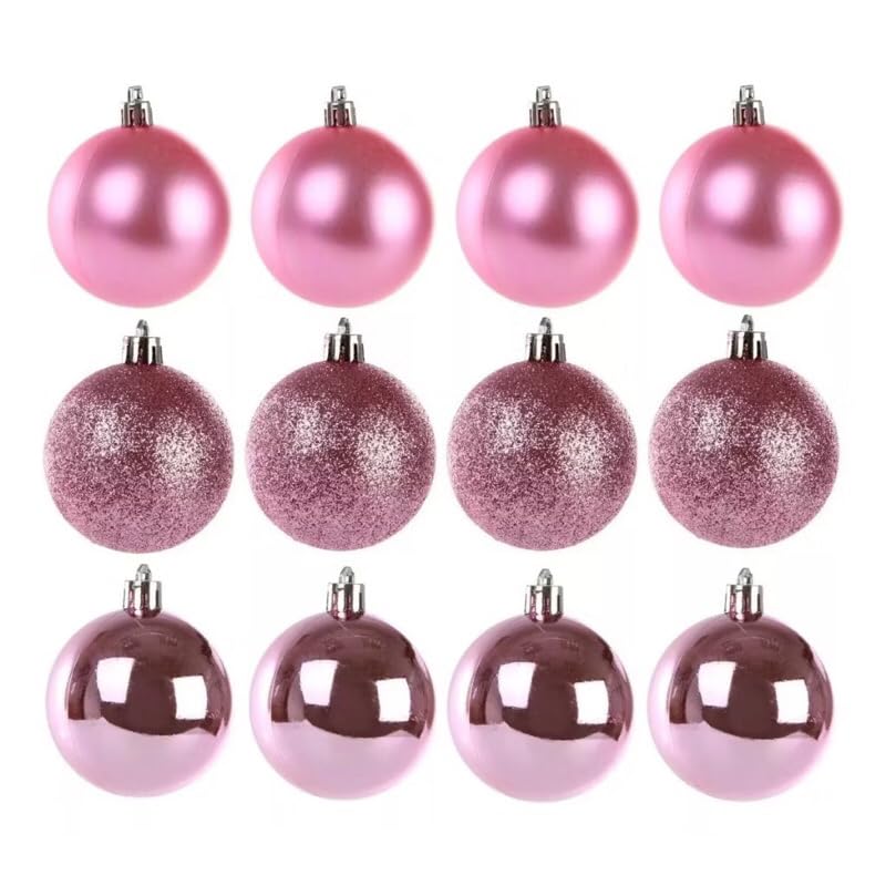 Bola de Nata Kit Bolinhas Árvore Enfeite de Natal 3cm 4cm 5cm Lista Mista Fosca Glitter Decoração Natalina (20 Unid. Rose)