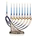Hanukkah Menorah - Fits All Standard Chanukah Candles - Modern Jeweled Candle Menorahs for Chanukah - David's Harp - Ner Mitzvah