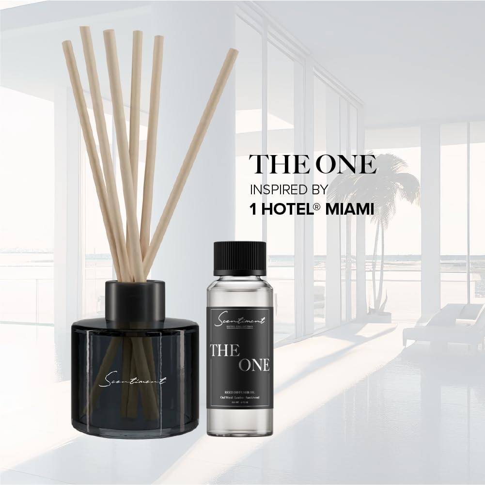 Scentiment The One Reed Diffuser – Black Glass | 100ml | Long-Lasting Home Fragrance | Includes Reed Sticks & 120ml The One Reed Diffuser Oil