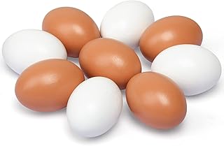 SallyFashion Wooden Fake Eggs, 9 Pieces 2 Colors Wooden Egg Wood Eggs for Crafts Home Decor