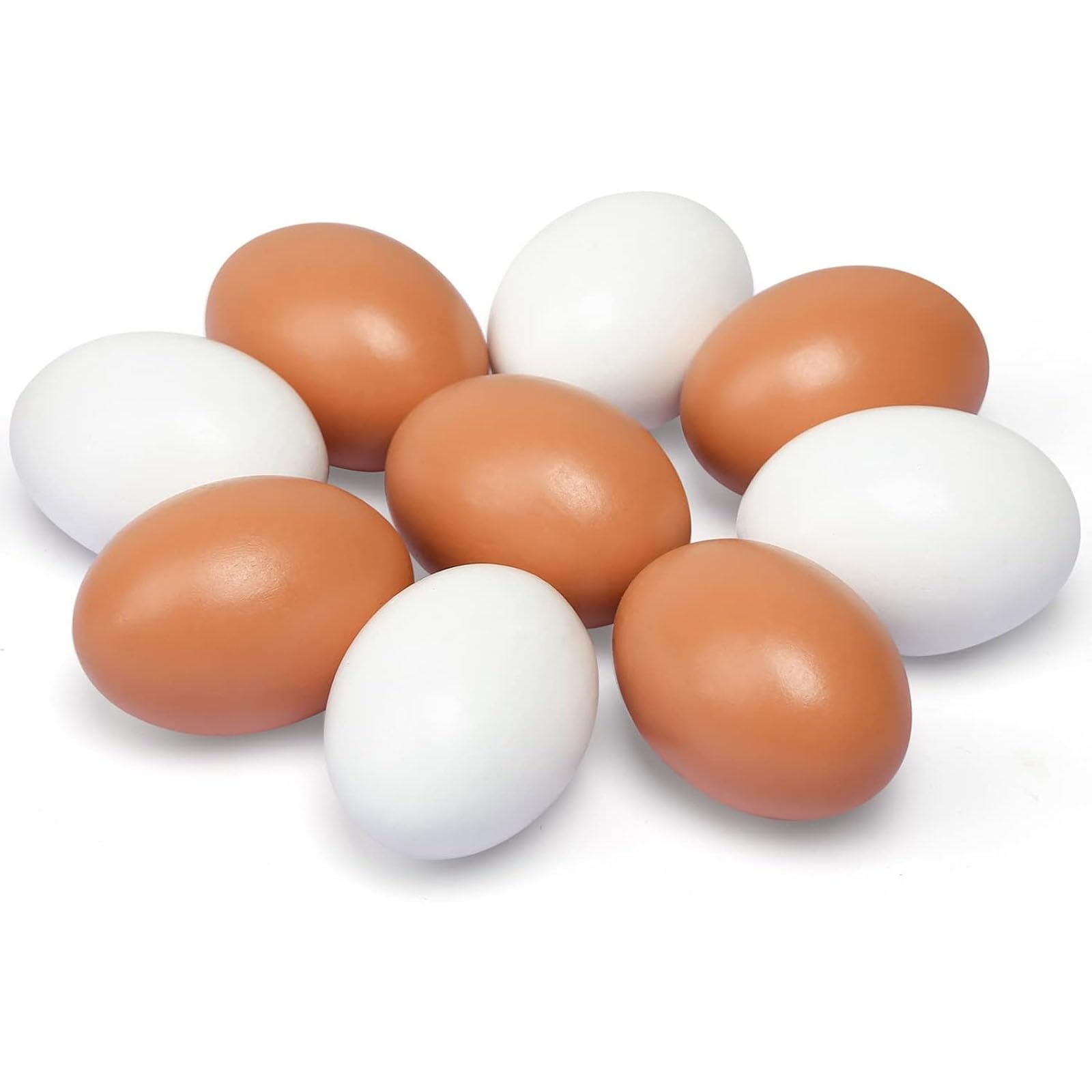 SallyFashion Wooden Fake Eggs, 9 Pieces 2 Colors Wooden Egg Wood Eggs for Crafts Home Decor