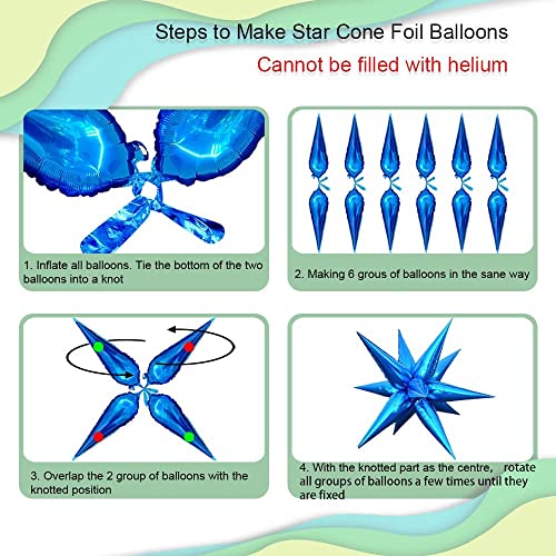 Image of 3pcs 26inch 3D Explosion Star foil balloon, Black Foil Cone star burst Balloons for Birthday Wedding New Year Party Event