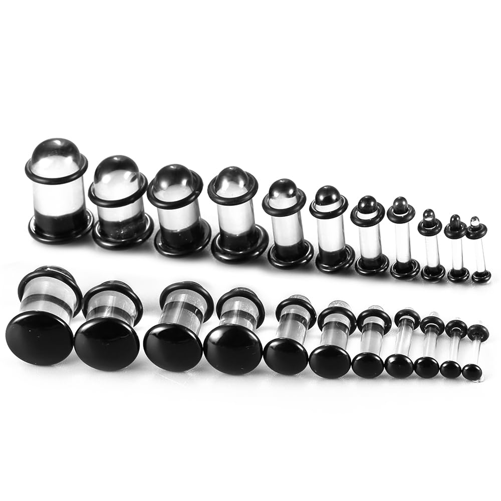 12 szt./10 szt./6 szt. pojedyncze zestawy do rozciągania szkła krótki ekspander stożkowy z gumowymi o-ringami, 1,6-12 mm (14G-00G) pełnowymiarowe tunele zatyczki do uszu, 6 kolorów