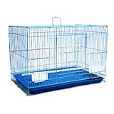 1 STÜCKE 40x30x30 cm Faltbarer Papagei Kanarienvögel Beobachtung Zucht Rostschutz Metall Haustier Vogelkäfig Nest Dekoration mit Feeder Spielständer(28x22x28cm Blue)