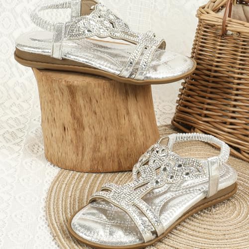Girls Summer Bohemia Glitter Rhinestone Princess Sandals Crystal Beach Shoes4