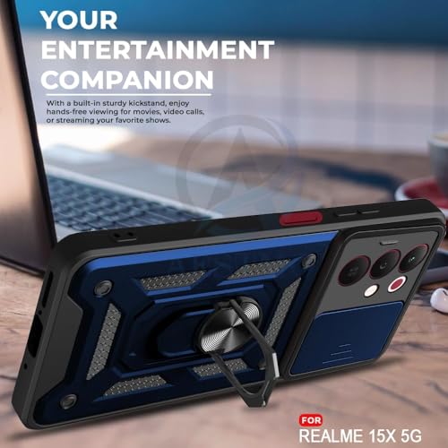 Image of AIBEX Back Cover Compatible for Realme Narzo 90X 5G / Realme C85 5G / Realme 15X 5G | D10 Tough Armor Case | Sliding Camera Shield | 360 Protection | Kickstand Ring Holder | Military-Grade Bumper