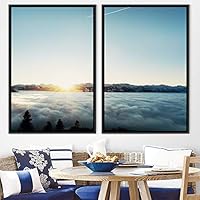 2 Piece Framed Canvas Wall Art Colorful Sky and Mountain Landscape Canvas Prints Home Artwork Decoration for Living Room,Bedroom - 16