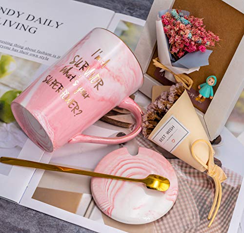 Mugpie Cancer Survivor Gifts For Women -Survivor Gift For Breast Cancer Awareness Chemo Patient Friends -Cute Christmas Gifts I'm A Survivor, What's Your Superpower Coffee Mug + Gift Box + Funny Socks #TOP2