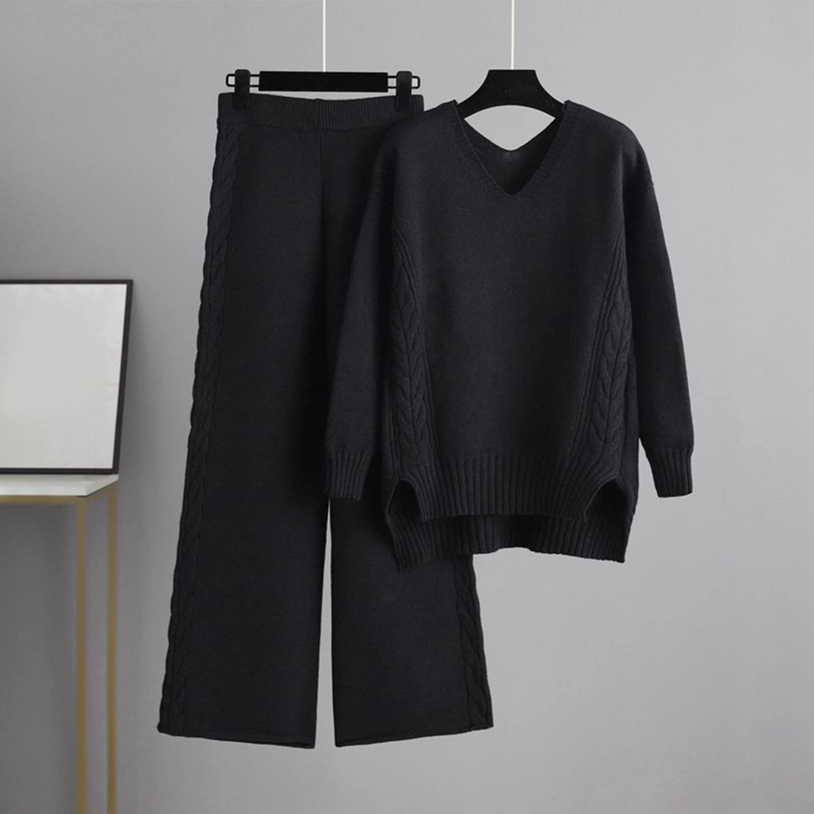 Tute da Donna in Cashmere, Maglione Dolcevita Lavorato A Maglia, Set Due Pezzi, Tailleur Pantalone con Coulisse Loungewear Nightwear Autunno Inverno Morbido e Leggera Completo Casa Streetwear